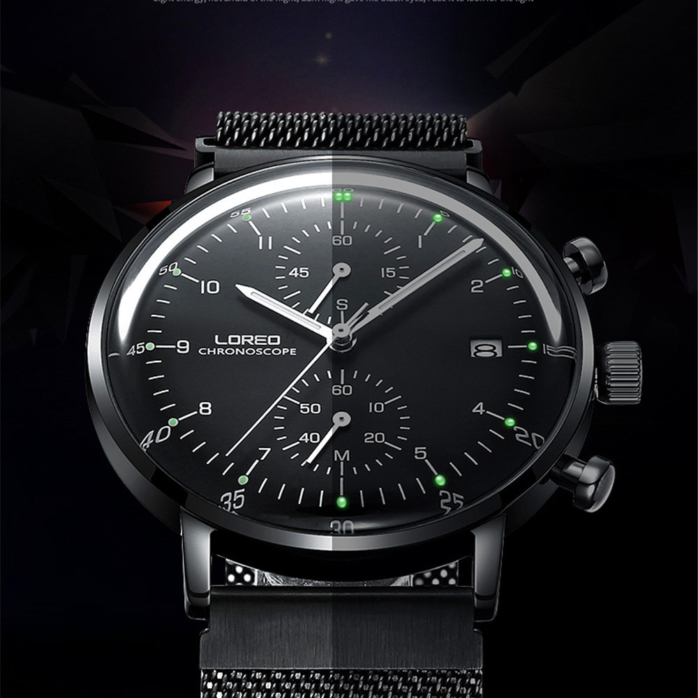 Men's sports quartz watch waterproof stainless steel band